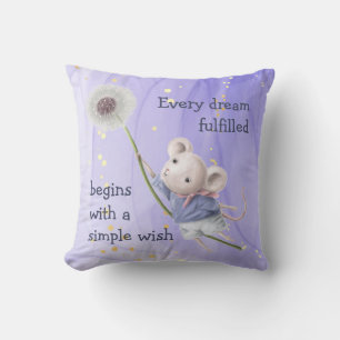 Mouse Dandelion Every Dream Simple Wish  Throw Pillow