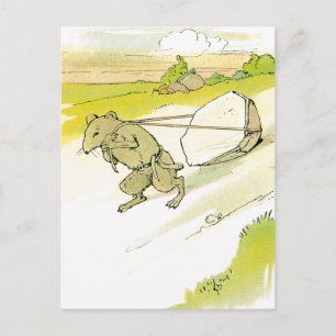 Mouse Dragging Big Rock Postcard