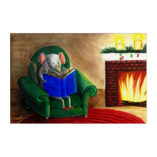 Mouse Family Reading by Fireplace Acrylic Print