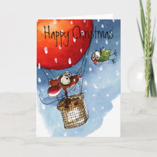 Mouse flies holiday card