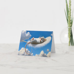 Mouse Floating On A Feather Card