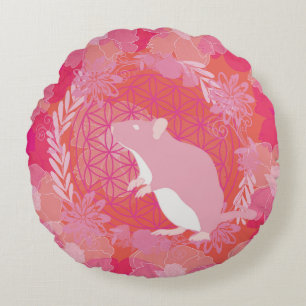 Mouse flower of life round pillow