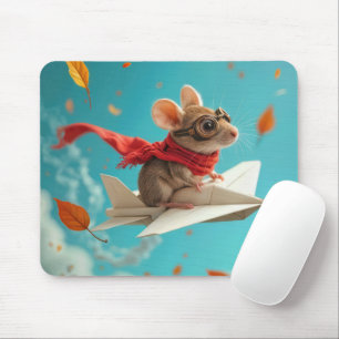 Mouse Flying a Paper Airplane Pad