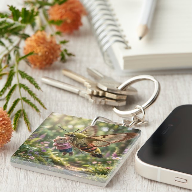 Mouse Gets A Ride Keychain (Front Right)
