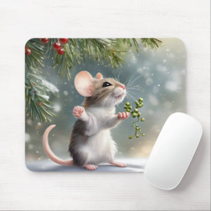 Mouse Holding a Mistletoe Sprig Pad