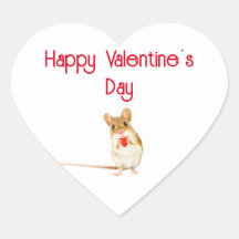 Mouse Holding Heart Valentine Sticker