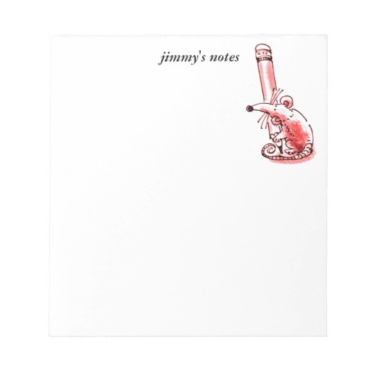 mouse holds big pencil cartoon customizable notepad