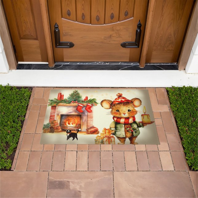 Mouse House Christmas Doormat / Rug (Outdoor)