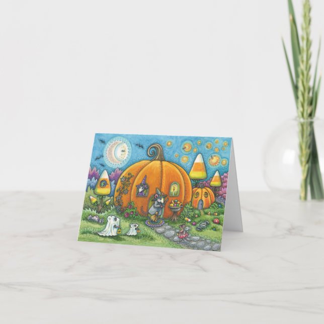 MOUSE HOUSE HALLOWEEN NOTE CARD Blank (Front)