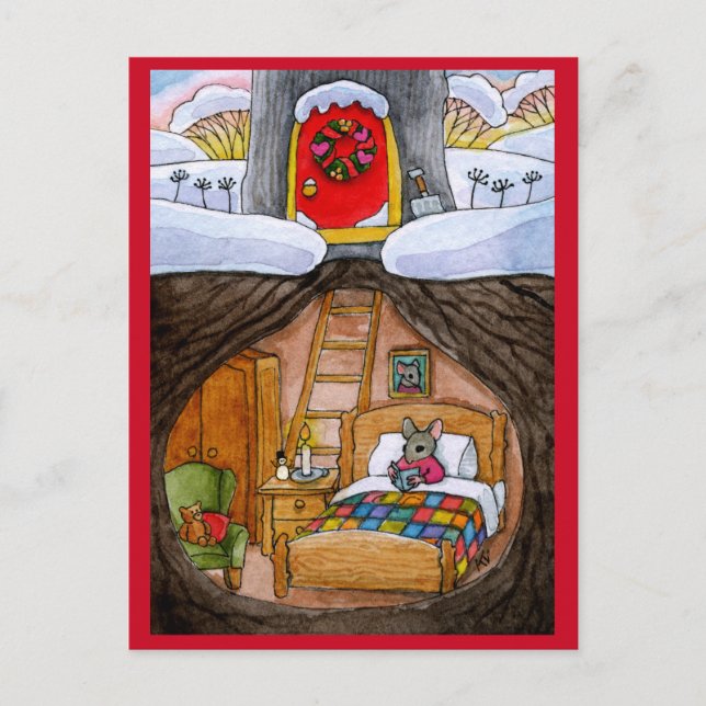 Mouse Hygge or Christmas Home for Holidays Postcard (Front)