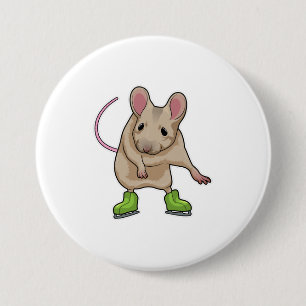 Mouse Ice skating Ice skates 3 Inch Round Button