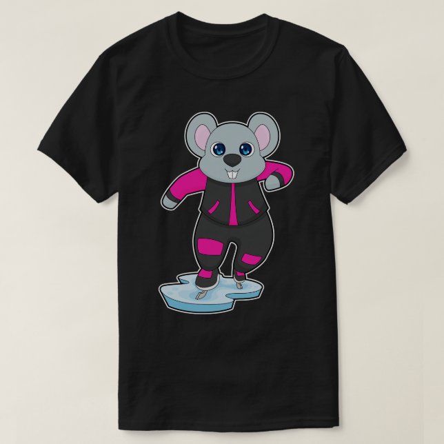 Mouse Ice skating Ice skates T-Shirt (Design Front)
