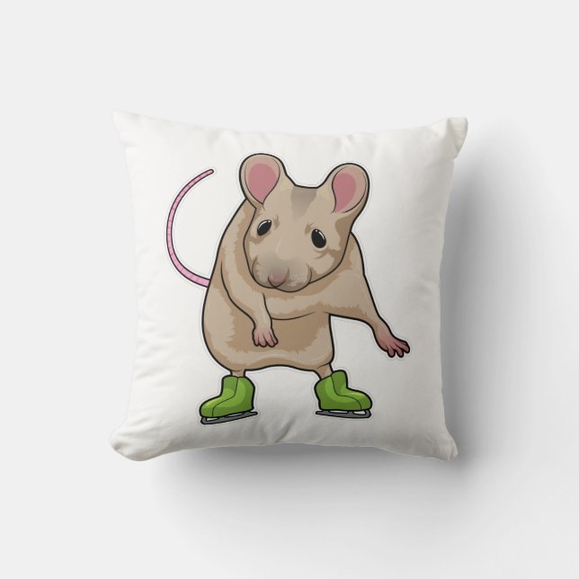 Mouse Ice skating Ice skates Throw Pillow (Front)