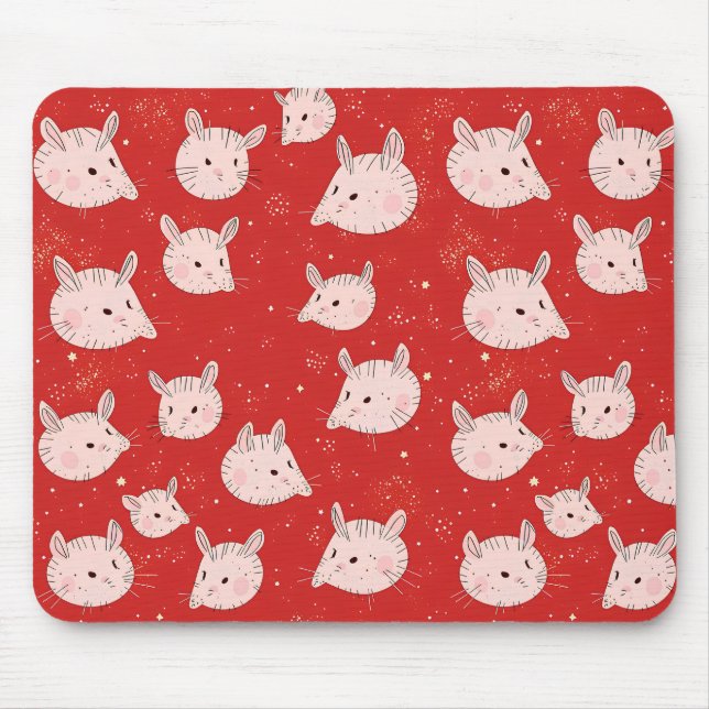 Mouse Illustration Pattern Mouse Pad (Front)