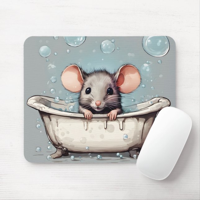 Mouse In Bubble Bath Mouse Pad (With Mouse)