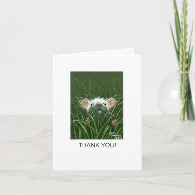 Mouse in Grass, THANK YOU! Card (Front)