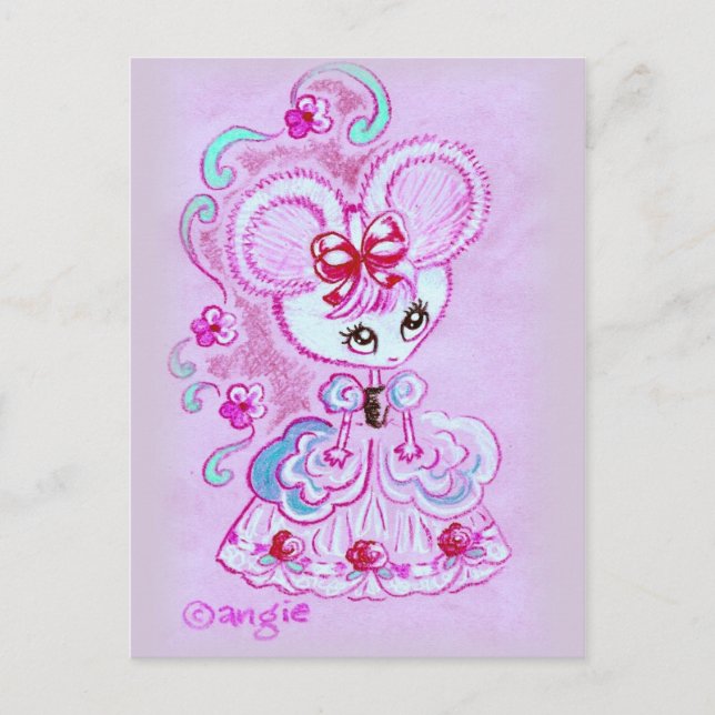 Mouse in Hoopskirt Postcard (Front)