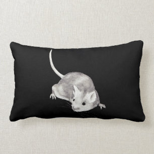 Mouse in Pencil: Realism Pencil Drawing Lumbar Pillow