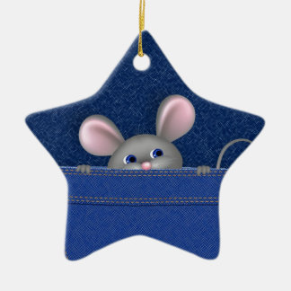 Mouse in Pocket Ceramic Ornament