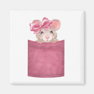 Mouse in pocket. Pink version Magnet