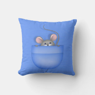 Mouse in Pocket Throw Pillow