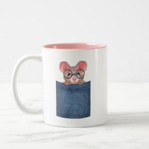 Mouse in pocket Two-Tone coffee mug