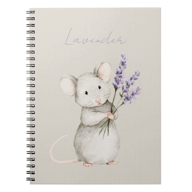 Mouse Lavender Flowers Notebook (Front)