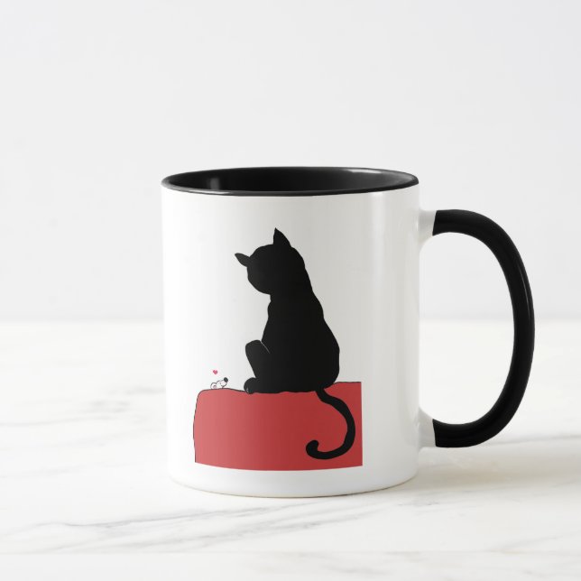 Mouse Loves Black Cat Two-Tone Mug (Right)