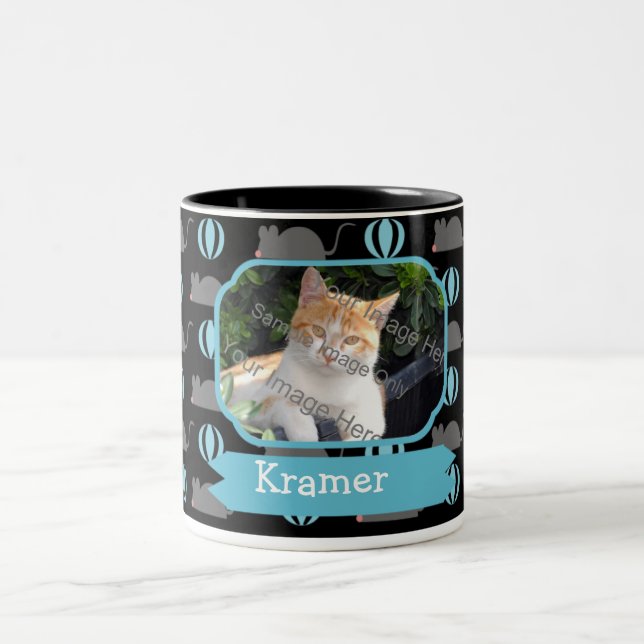 Mouse Male Cat Name and Photo Coffee Mugs (Center)