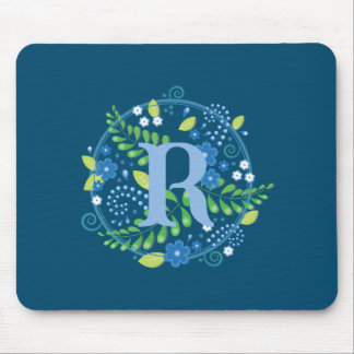 Mouse Mat Custom Initial Floral Letter
