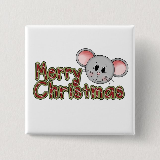Mouse Merry Christmas Tshirts and gifts 2 Inch Square Button (Front)
