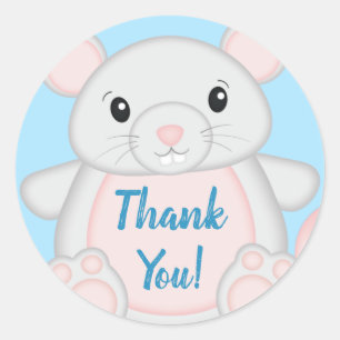 Mouse Mice Baby Shower Blue Classic Round Sticker