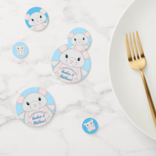 Mouse Mice Baby Shower Blue Confetti