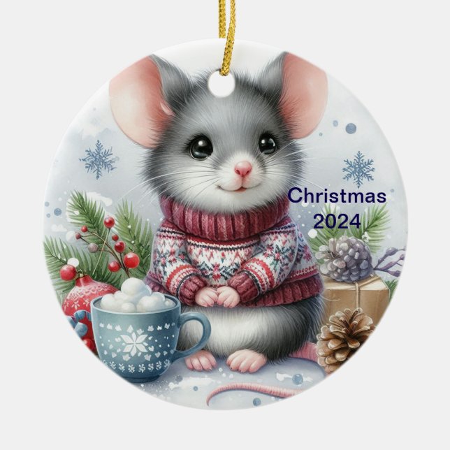 Mouse mignonne ornement de Noël (Devant)