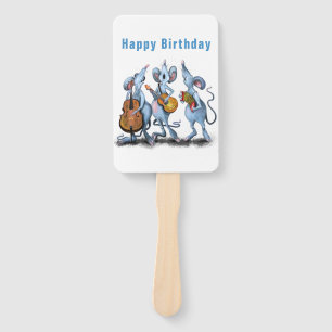 Mouse Music Band Fun Hand Fan Happy Birthday