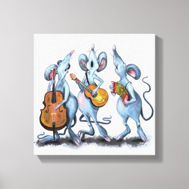 Mouse Musical Band Funny Canvas Print (Front)