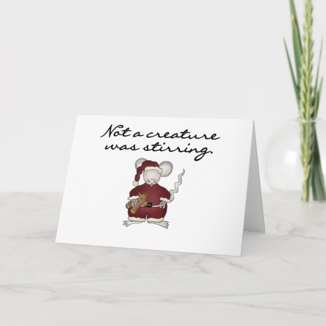 Mouse Not a Creature Was Stirring Holiday Card (Front)