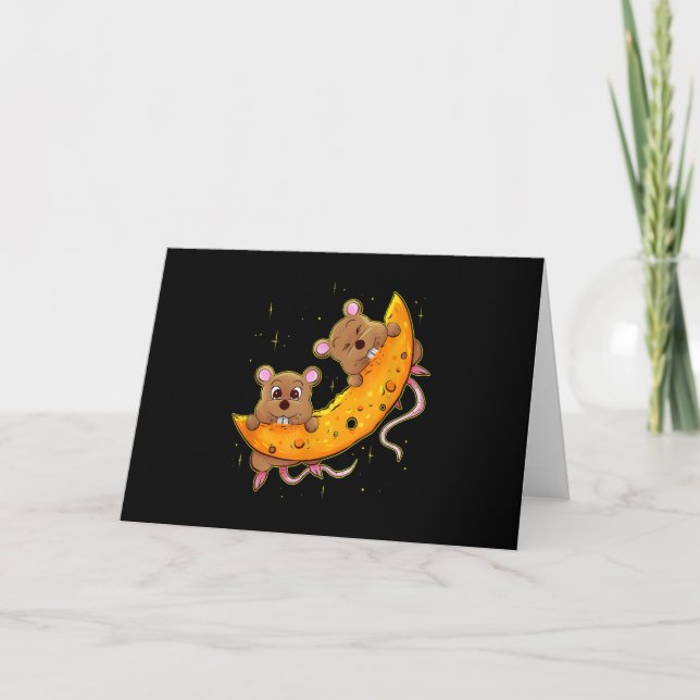 Mouse On Cheese Moon Gift Low Carb Diet Cheese Card (Front)