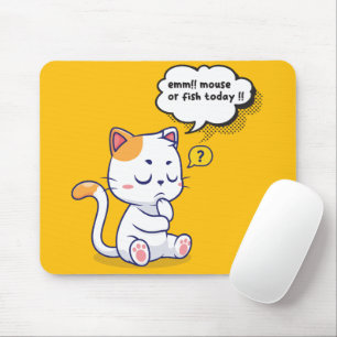 Mouse or Fish? – funny pet- Deep Thinking Cat Pad