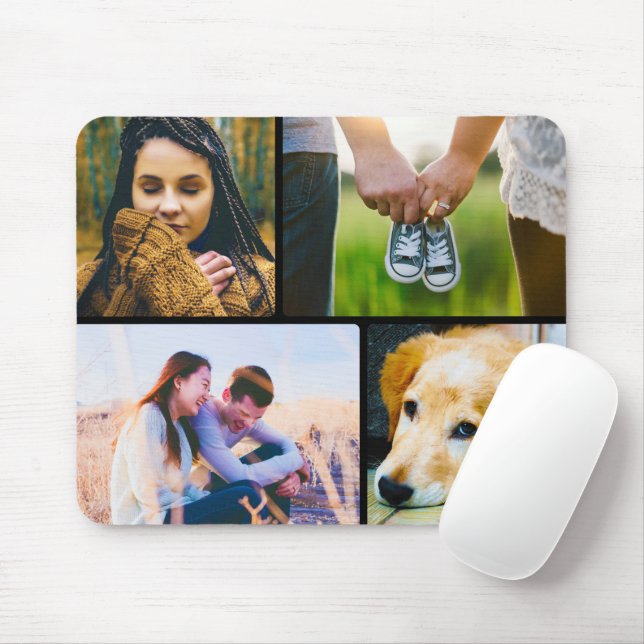 Mouse Pad 4 Photo Template Rounded (With Mouse)