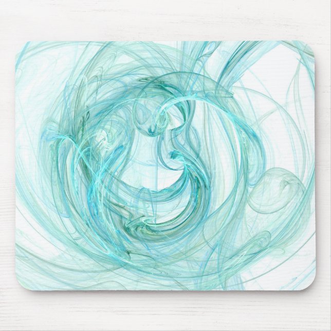 Mouse Pad: Aqua Unique Abstract Fractal Art! Pad (Front)