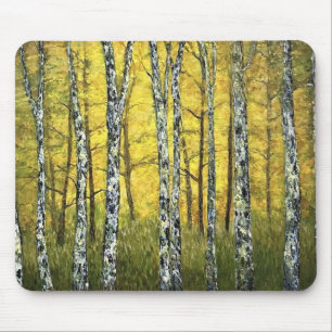 Mouse Pad - Autumn Birch Trees, Acadia Forest