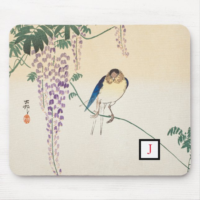 Mouse pad BIRD ON BRANCH JAPANESE CUSTOM INITIAL (Front)