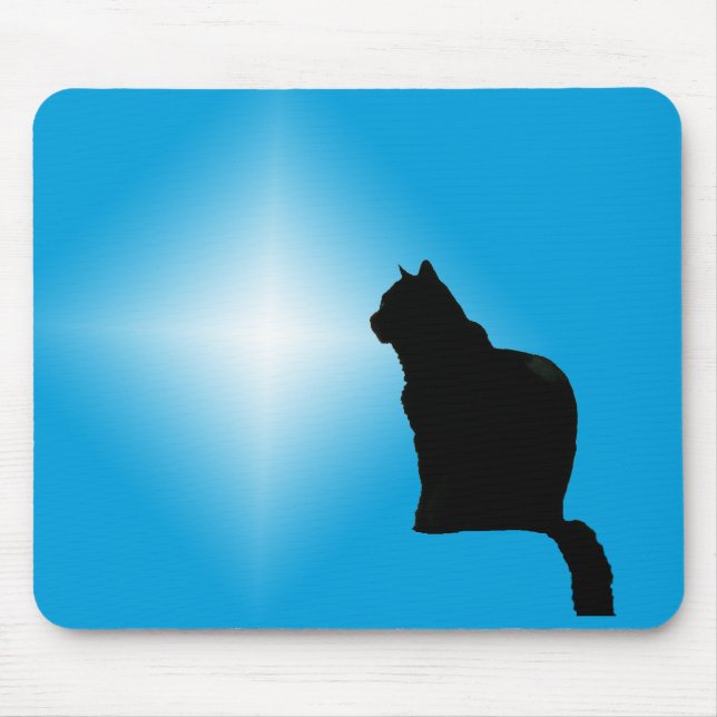 Mouse Pad - Black Cat Silhouette and Star (Front)