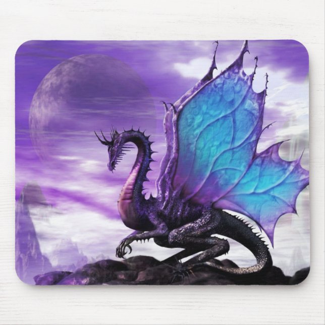 Mouse Pad * Blue Winged Dragon * Mousepad mat (Front)