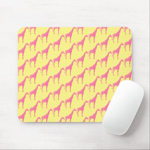 Mouse Pad - Giraffe Animal Print Yellow/Pink