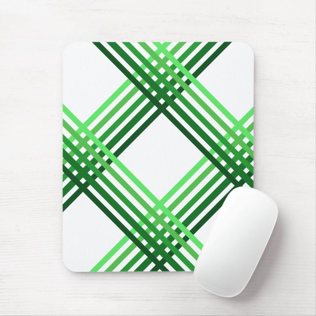 Mouse Pad - Green Stripes Crossed (With Mouse)