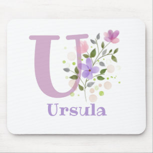 Mouse Pad Initial Plus Name & Flowers Design