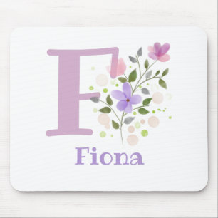 Mouse Pad Initial Plus Name & Flowers Design