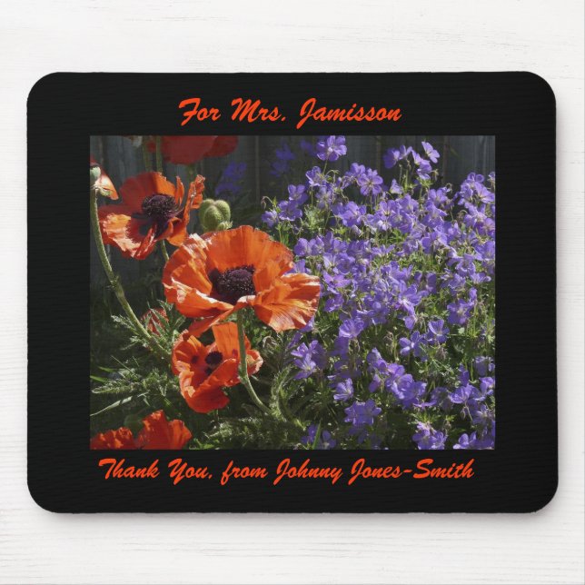 Mouse Pad Orange Poppies Teacher Thank You (Front)